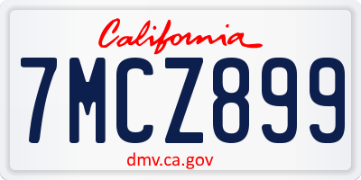 CA license plate 7MCZ899