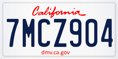 CA license plate 7MCZ904