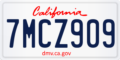 CA license plate 7MCZ909