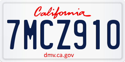 CA license plate 7MCZ910