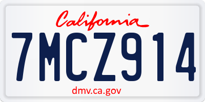 CA license plate 7MCZ914