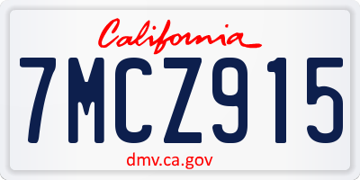 CA license plate 7MCZ915
