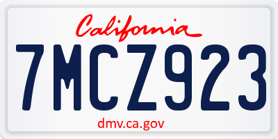 CA license plate 7MCZ923