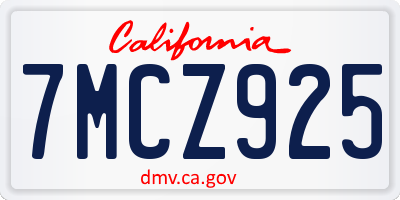 CA license plate 7MCZ925