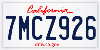 CA license plate 7MCZ926