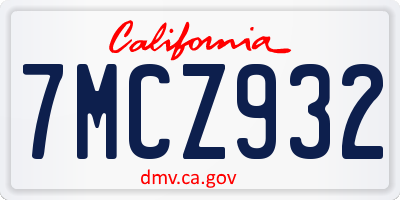 CA license plate 7MCZ932