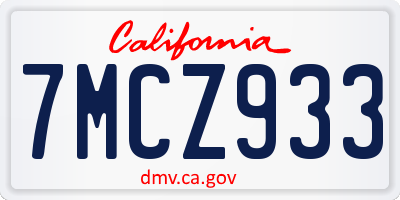 CA license plate 7MCZ933