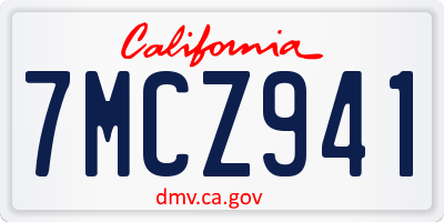 CA license plate 7MCZ941