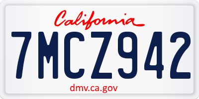 CA license plate 7MCZ942