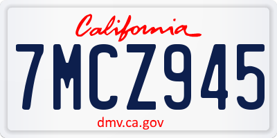 CA license plate 7MCZ945