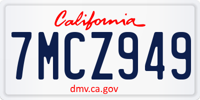 CA license plate 7MCZ949