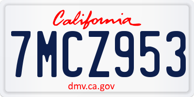 CA license plate 7MCZ953