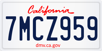 CA license plate 7MCZ959