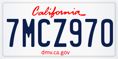 CA license plate 7MCZ970