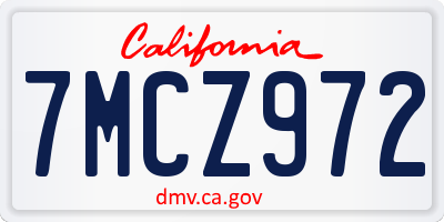 CA license plate 7MCZ972
