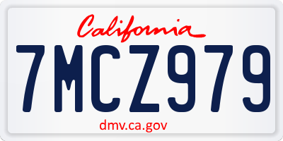 CA license plate 7MCZ979