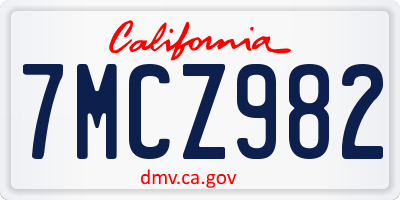 CA license plate 7MCZ982