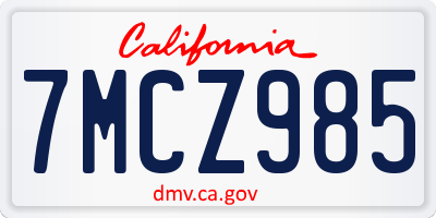 CA license plate 7MCZ985