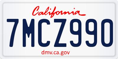 CA license plate 7MCZ990
