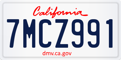 CA license plate 7MCZ991