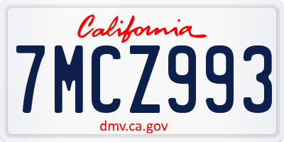 CA license plate 7MCZ993