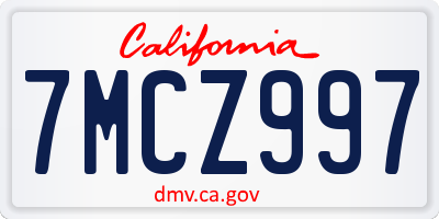 CA license plate 7MCZ997