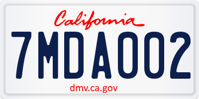 CA license plate 7MDA002