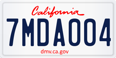 CA license plate 7MDA004