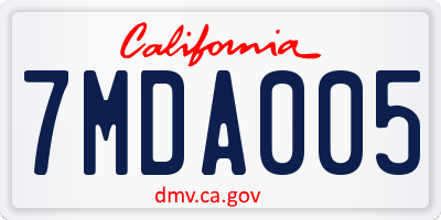 CA license plate 7MDA005