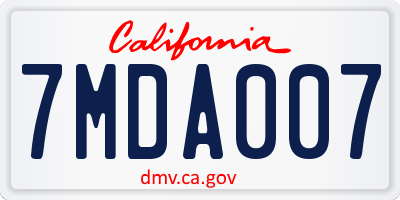 CA license plate 7MDA007