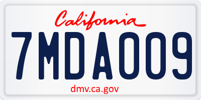 CA license plate 7MDA009