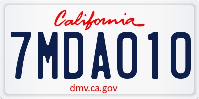 CA license plate 7MDA010