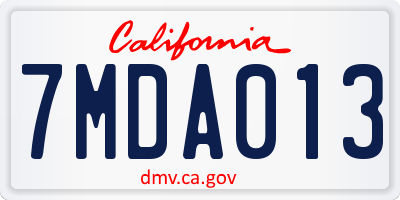 CA license plate 7MDA013