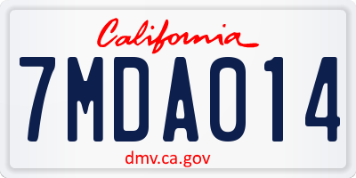 CA license plate 7MDA014