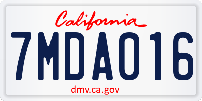 CA license plate 7MDA016