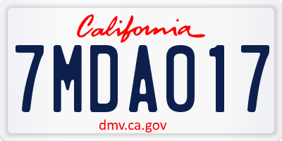 CA license plate 7MDA017