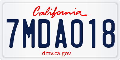 CA license plate 7MDA018