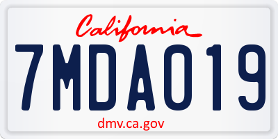 CA license plate 7MDA019