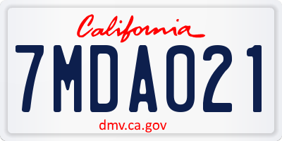CA license plate 7MDA021