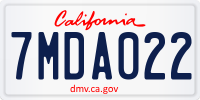 CA license plate 7MDA022