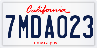 CA license plate 7MDA023