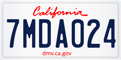 CA license plate 7MDA024