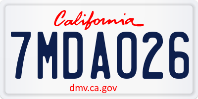 CA license plate 7MDA026