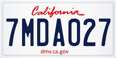 CA license plate 7MDA027