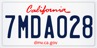 CA license plate 7MDA028