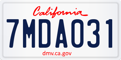 CA license plate 7MDA031