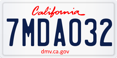 CA license plate 7MDA032