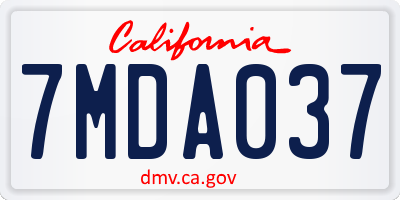 CA license plate 7MDA037