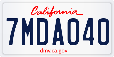 CA license plate 7MDA040