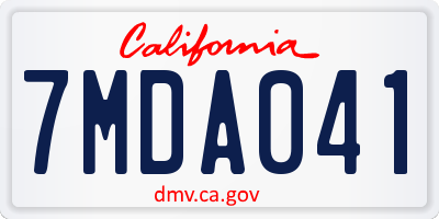 CA license plate 7MDA041